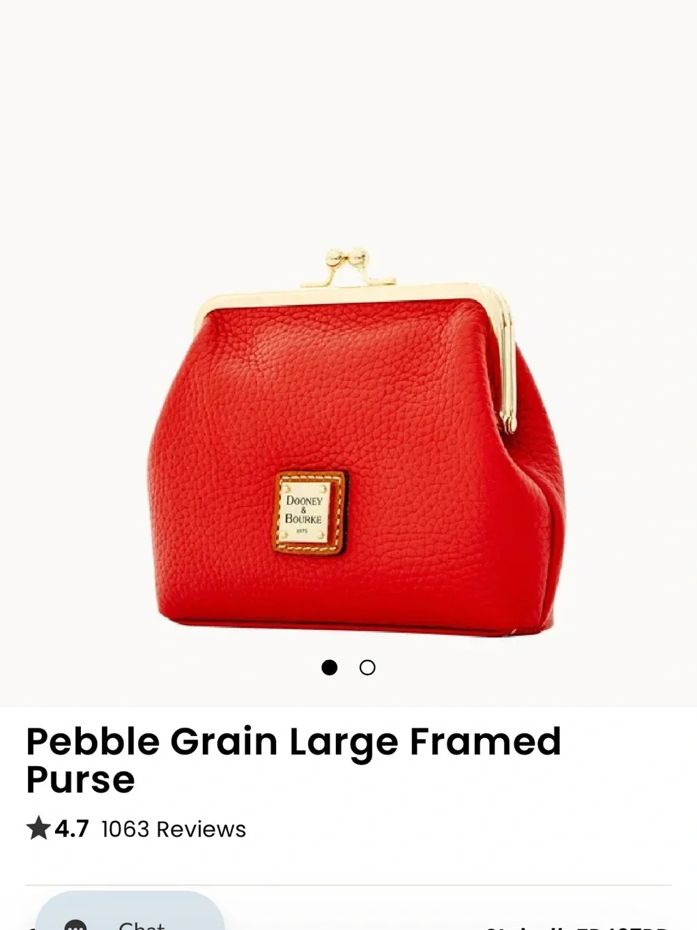 Dooney & Bourke Red Pebble Grain Framed Cosmetic Pouch
